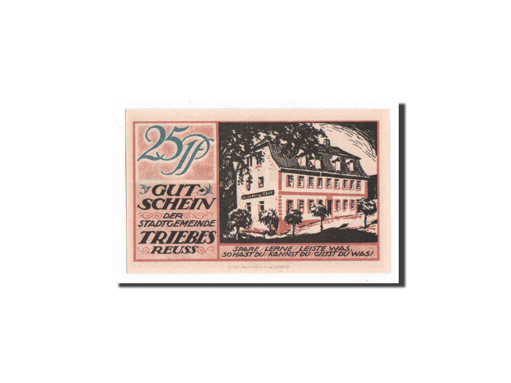 Banknote, Germany, Triebes, 25 Pfennig, Maison, 1921, 1921-10-01, UNC(65-70)