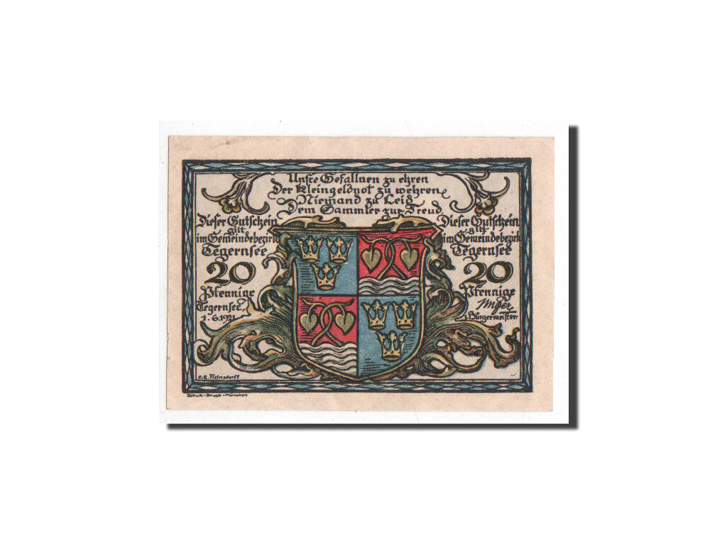 Banknote, Germany, Tegernsee, 20 Pfennig, paysage, 1921, 1921-06-01, UNC(65-70)