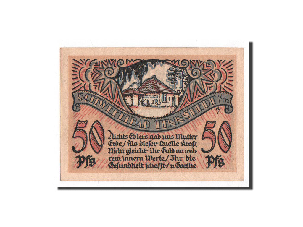 Billet, Allemagne, Tennstedt, 50 Pfennig, Maison, O.D, Undated, NEUF, Mehl:1314