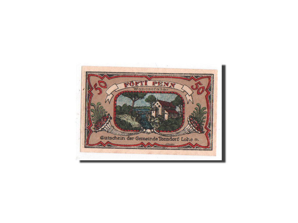 Billet, Allemagne, Tonndorf - Lohe, 50 Pfennig, paysage, 1921, 1921-03-30, NEUF