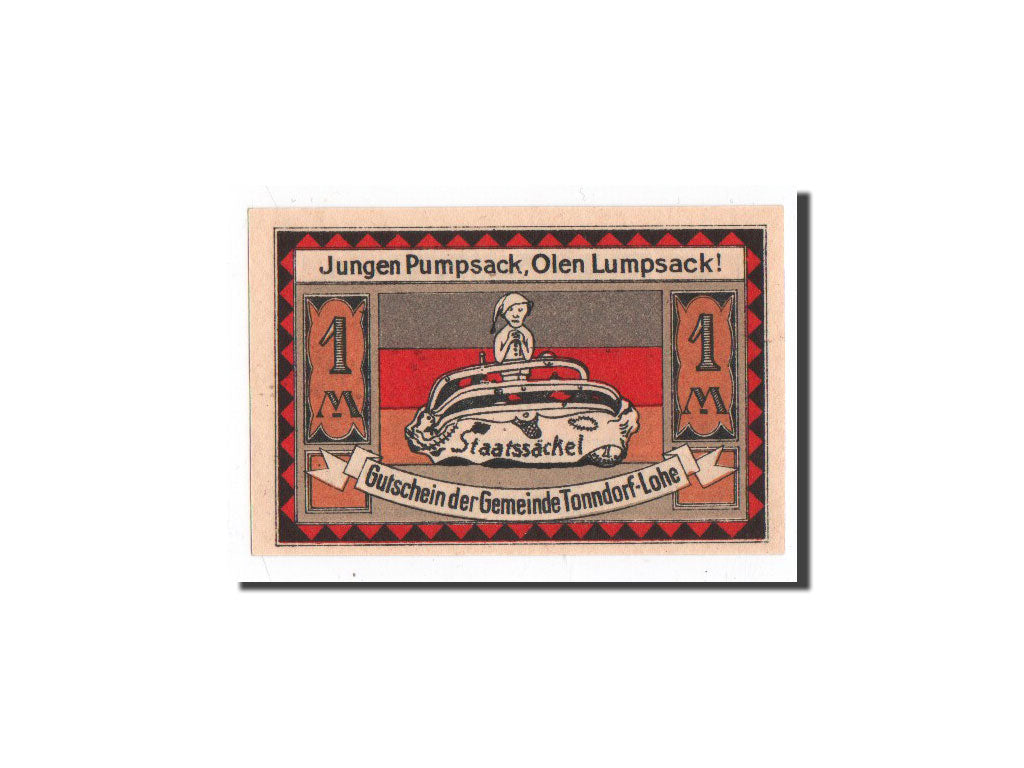 Biljet, Duitsland, Tonndorf - Lohe, 1 Mark, personnage, 1921, 1921-03-30, NIEUW