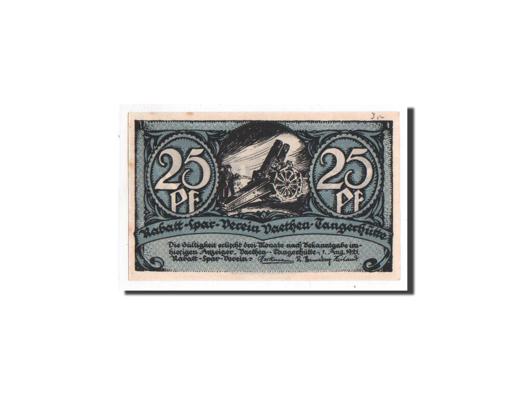 Billet, Allemagne, Vaethen-Tangerhütte, 25 Pfennig, Maison, 1921, 1921-08-01