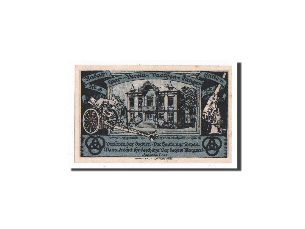 Billet, Allemagne, Vaethen-Tangerhütte, 25 Pfennig, Maison, 1921, 1921-08-01