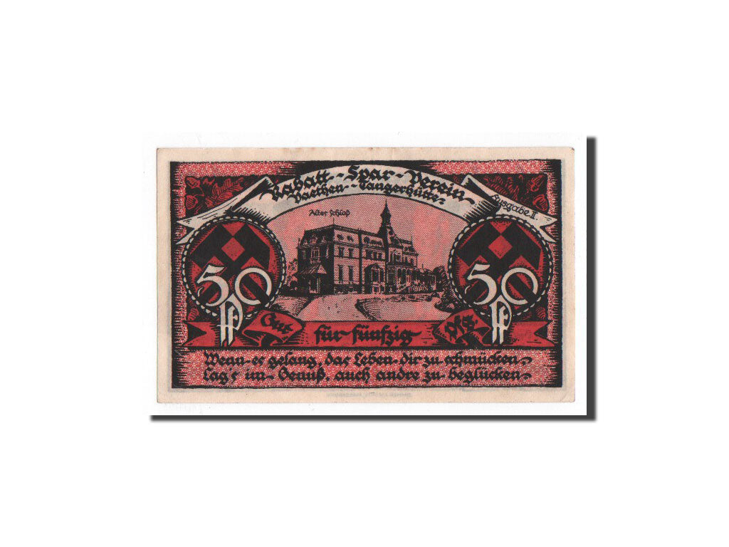 Banknote, Germany, Vaethen-Tangerhütte, 50 Pfennig, château, 1921, 1921-08-01