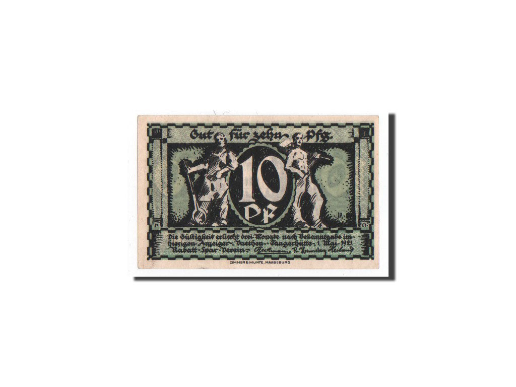 Billete, Alemania, Vaethen-Tangerhütte, 10 Pfennig, château, 1921, 1921-05-01