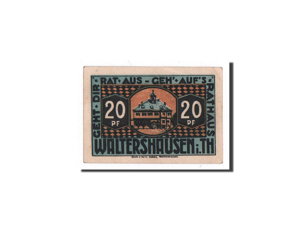 Banknote, Germany, Waltershausen, 20 Pfennig, sapin, 1921, 1921-07-01