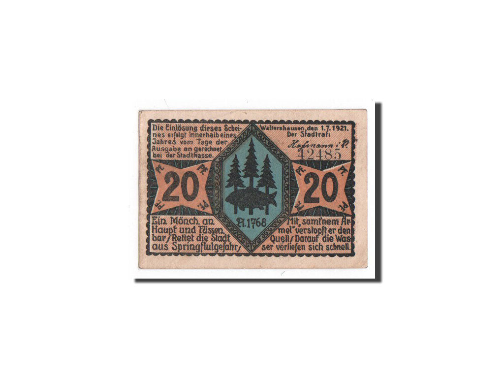 Banknote, Germany, Waltershausen, 20 Pfennig, sapin, 1921, 1921-07-01