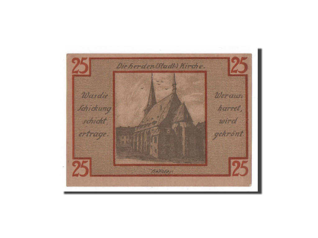 Banknote, Germany, Weimar, 25 Pfennig, Eglise, 1921, 1921-03-01, UNC(65-70)