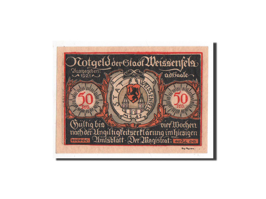 Banknote, Germany, Weissenfels, 50 Pfennig, personnage, 1921, Undated
