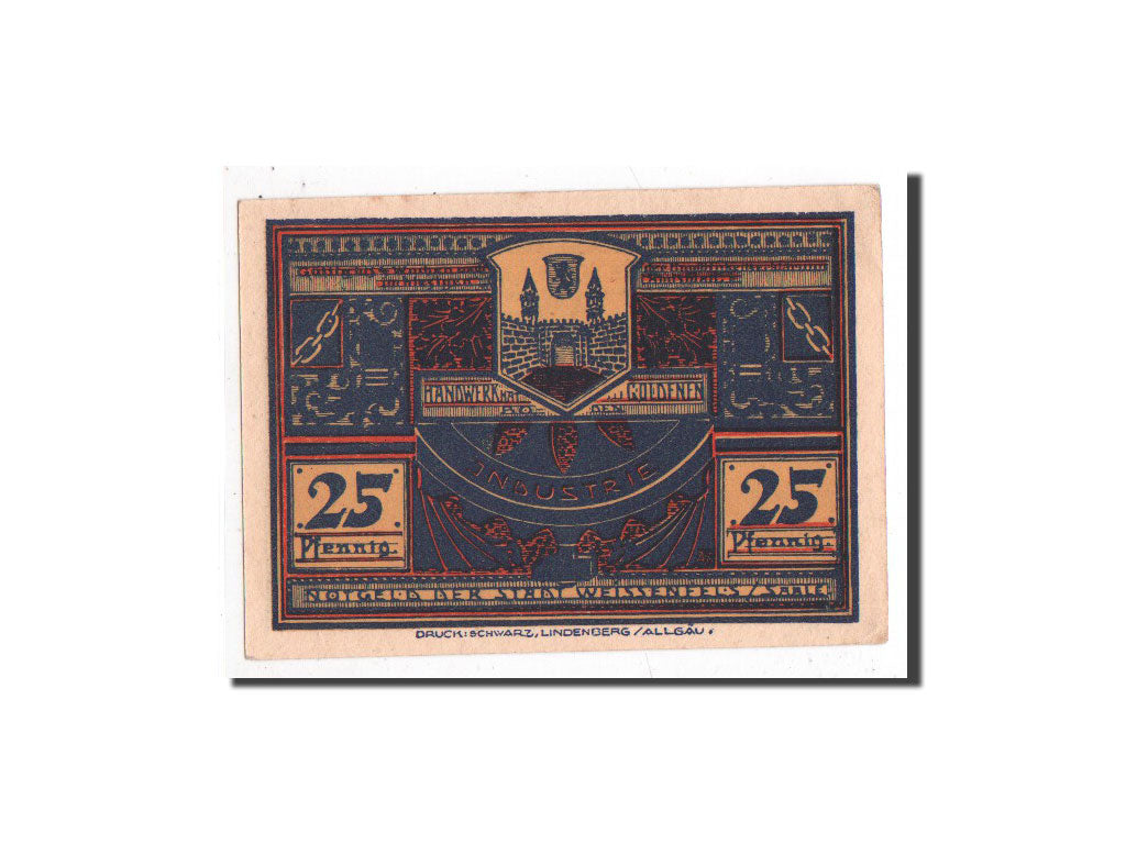 Banknote, Germany, Weissenfels, 25 Pfennig, paysage, 1921, Undated, UNC(65-70)
