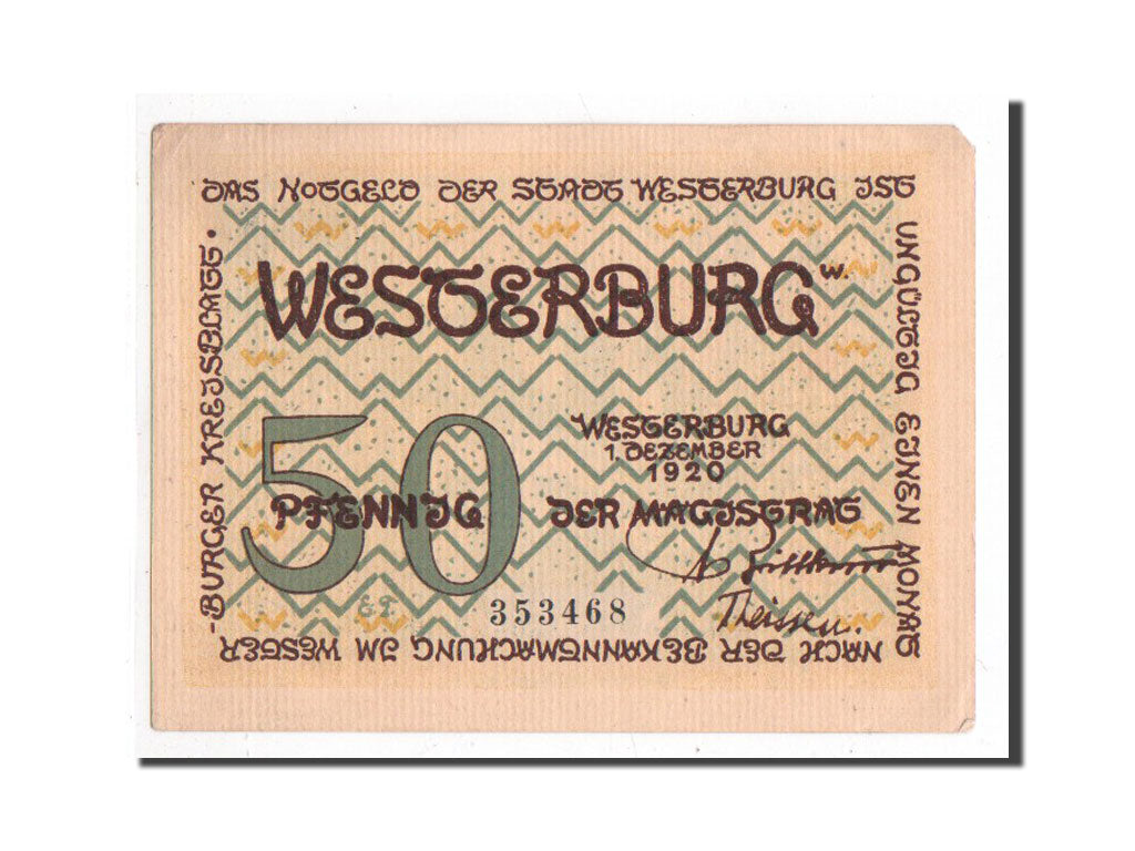 Banknote, Germany, Westerburg, 50 Pfennig, paysage 1, 1920, Undated, UNC(65-70)