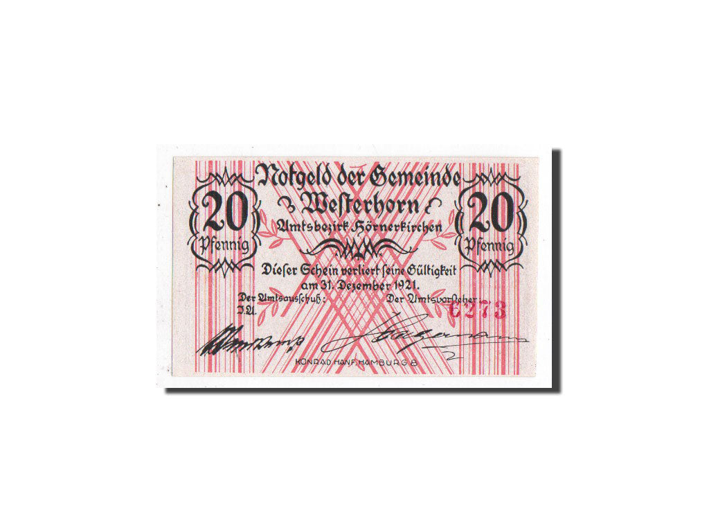 Banknote, Germany, Westerhorn, 20 Pfennig, paysage, O.D, Undated, UNC(65-70)
