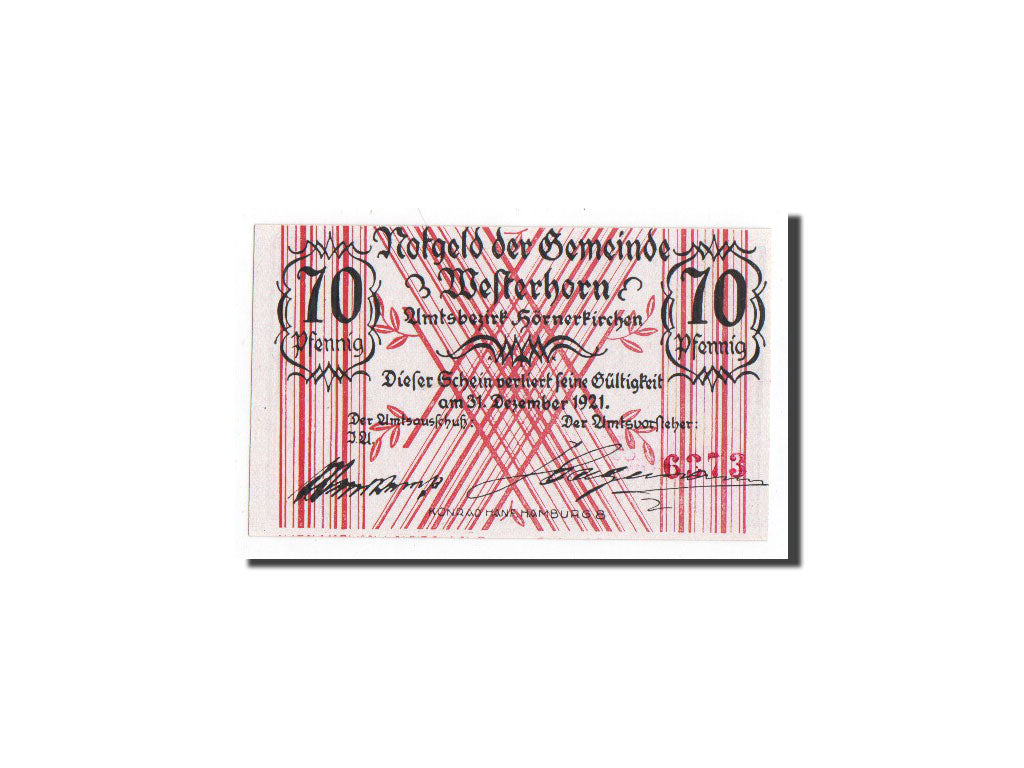 Geldschein, Deutschland, Westerhorn, 70 Pfennig, personnage, O.D, Undated, UNZ