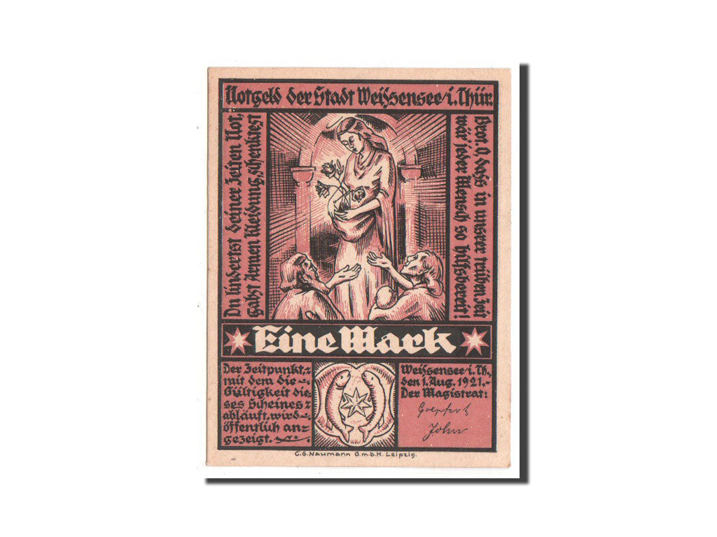 Banknote, Germany, Weissensee i Thür., 1 Mark, Eglise, 1921, Undated