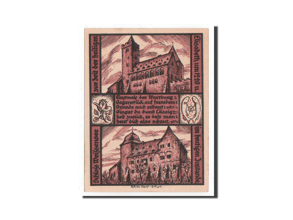 Banknote, Germany, Weissensee i Thür., 1 Mark, Eglise, 1921, Undated