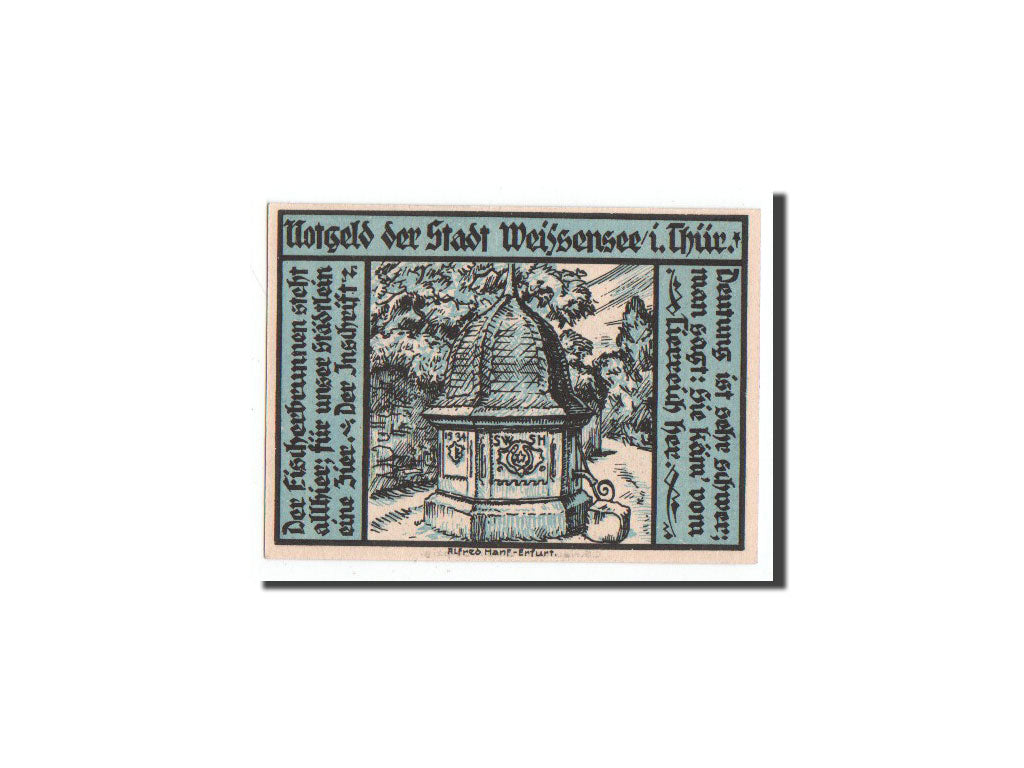 Geldschein, Deutschland, Weissensee i Thür., 25 Pfennig, Monument, 1921