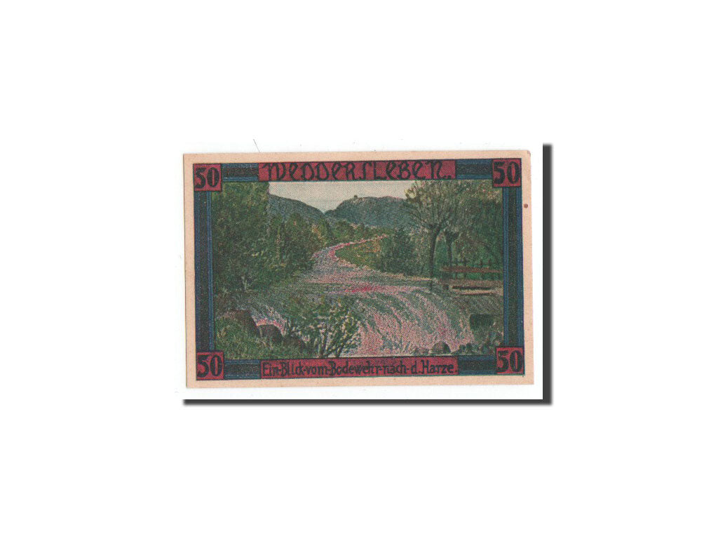 Banknote, Germany, Weddersleben, 50 Pfennig, paysage, 1921, Undated, UNC(65-70)