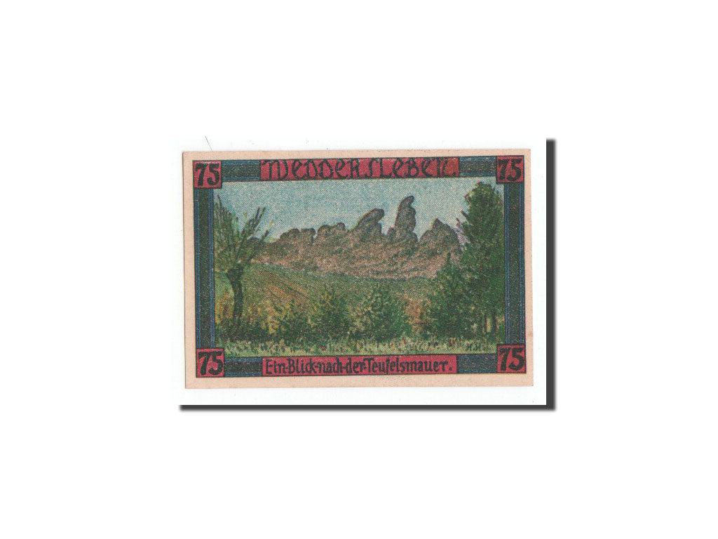 Geldschein, Deutschland, Weddersleben, 75 Pfennig, paysage, 1921, Undated, UNZ