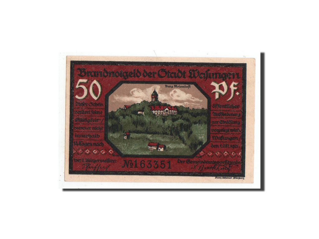 Banknote, Germany, Wasungen, 50 Pfennig, efondrement, 1921, 1921-10-01
