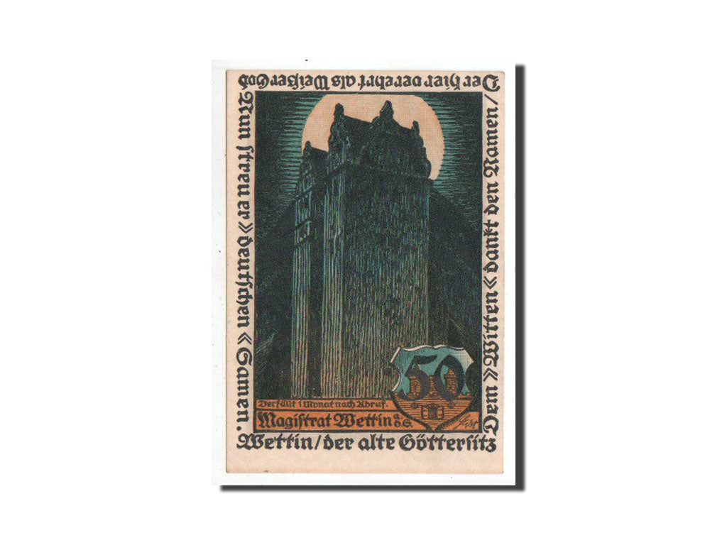 Banknote, Germany, Wettin Stadt, 50 Pfennig, château, O.D, Undated, UNC(65-70)