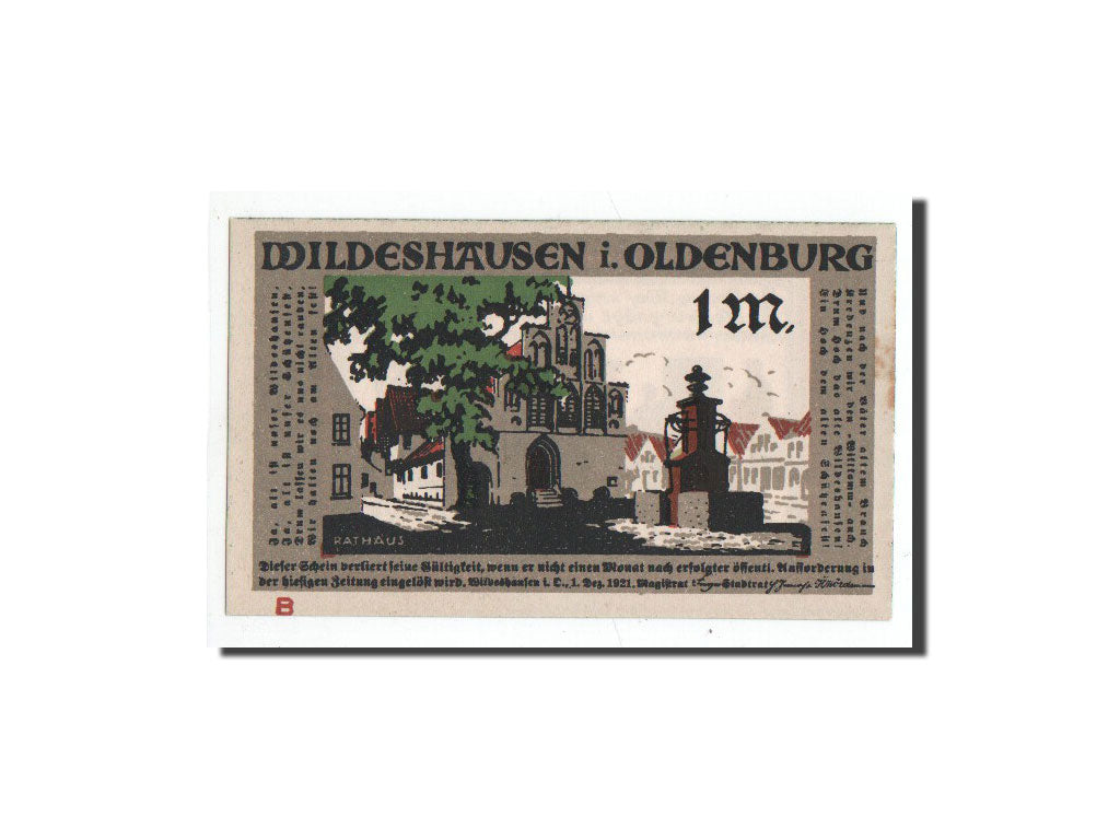 Banknote, Germany, Wildeshausen, 1 Mark, personnage, 1921, 1921-12-01