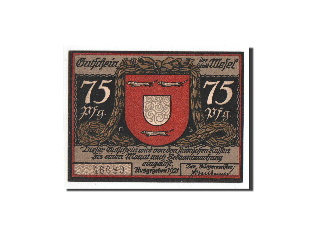 Banknote, Germany, Wesel, 75 Pfennig, cavalier, 1921, Undated, UNC(65-70)