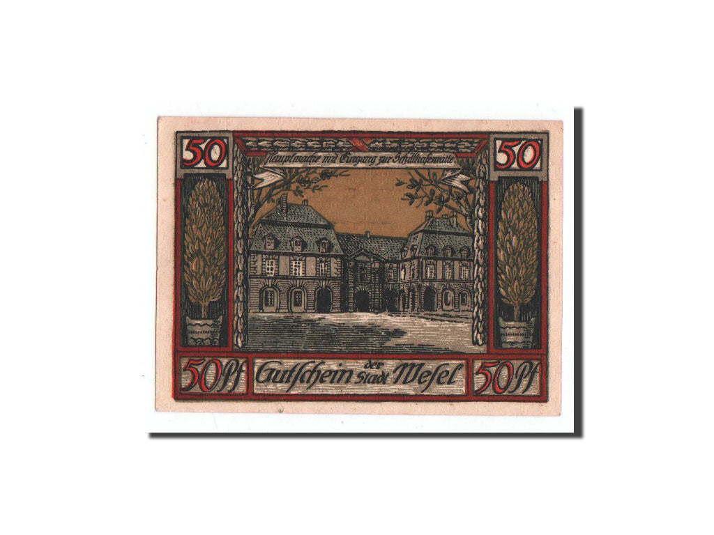 Banknote, Germany, Wesel, 50 Pfennig, château, 1921, Undated, UNC(65-70)