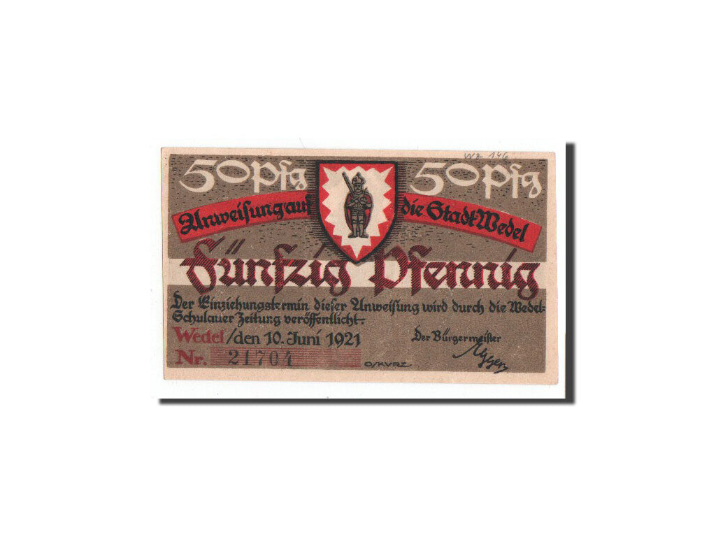 Banknot, Niemcy, Wedel, 50 Pfennig, personnage, 1921, 1921-06-10, UNC(65-70)