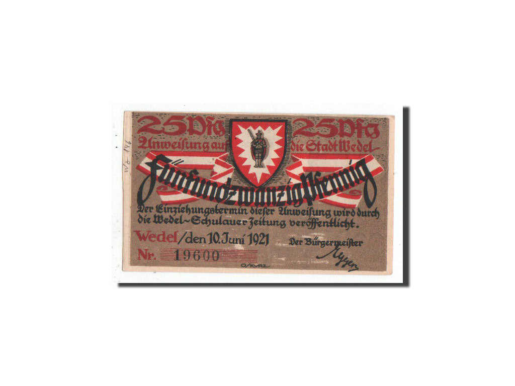 Banconote, Germania, Wedel, 25 Pfennig, personnage, 1921, 1921-06-10, FDS
