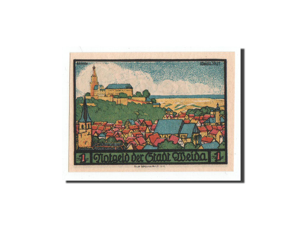 Banknote, Germany, Weida Stadt, 100 Pfennig, paysage, 1921, 1921-09-30
