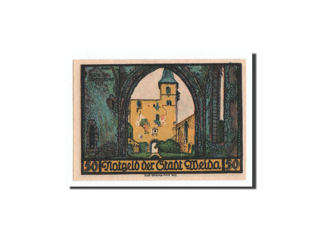 Banknote, Germany, Weida Stadt, 50 Pfennig, Eglise, 1921, 1921-09-30