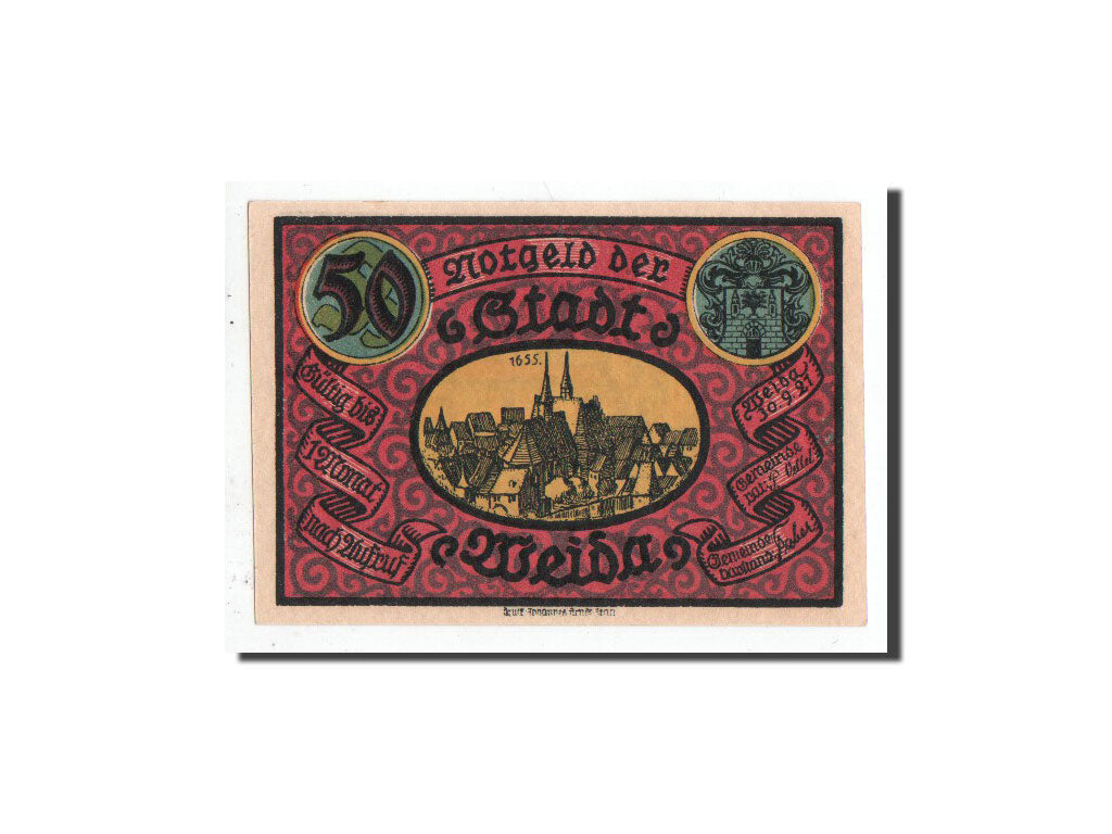 Banknot, Niemcy, Weida Stadt, 50 Pfennig, Eglise 1, 1921, 1921-09-30