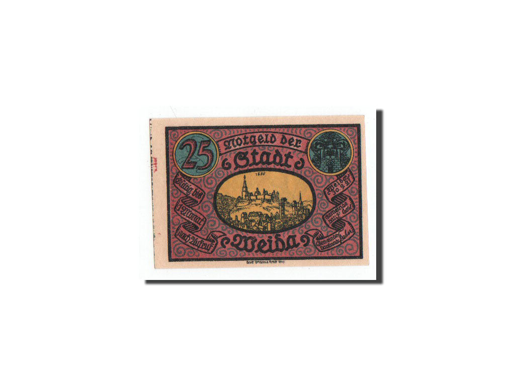 Banconote, Germania, Weida Stadt, 25 Pfennig, Eglise, 1921, 1921-09-30, FDS