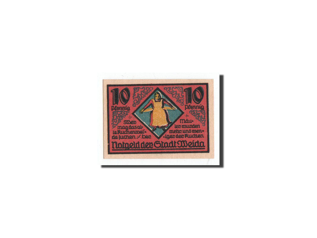 Banconote, Germania, Weida Stadt, 10 Pfennig, Eglise, 1921, 1921-09-30, FDS
