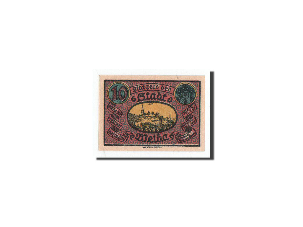 Banconote, Germania, Weida Stadt, 10 Pfennig, Eglise, 1921, 1921-09-30, FDS