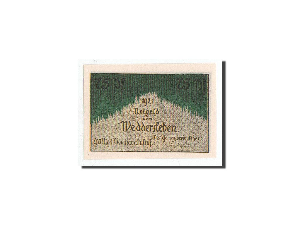 Billete, Alemania, Weddersleben, 75 Pfennig, Eglise, 1921, Undated, UNC