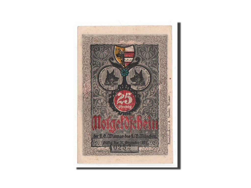Banknote, Germany, Wismar, 25 Pfennig, Monument, O.D, Undated, UNC(65-70)