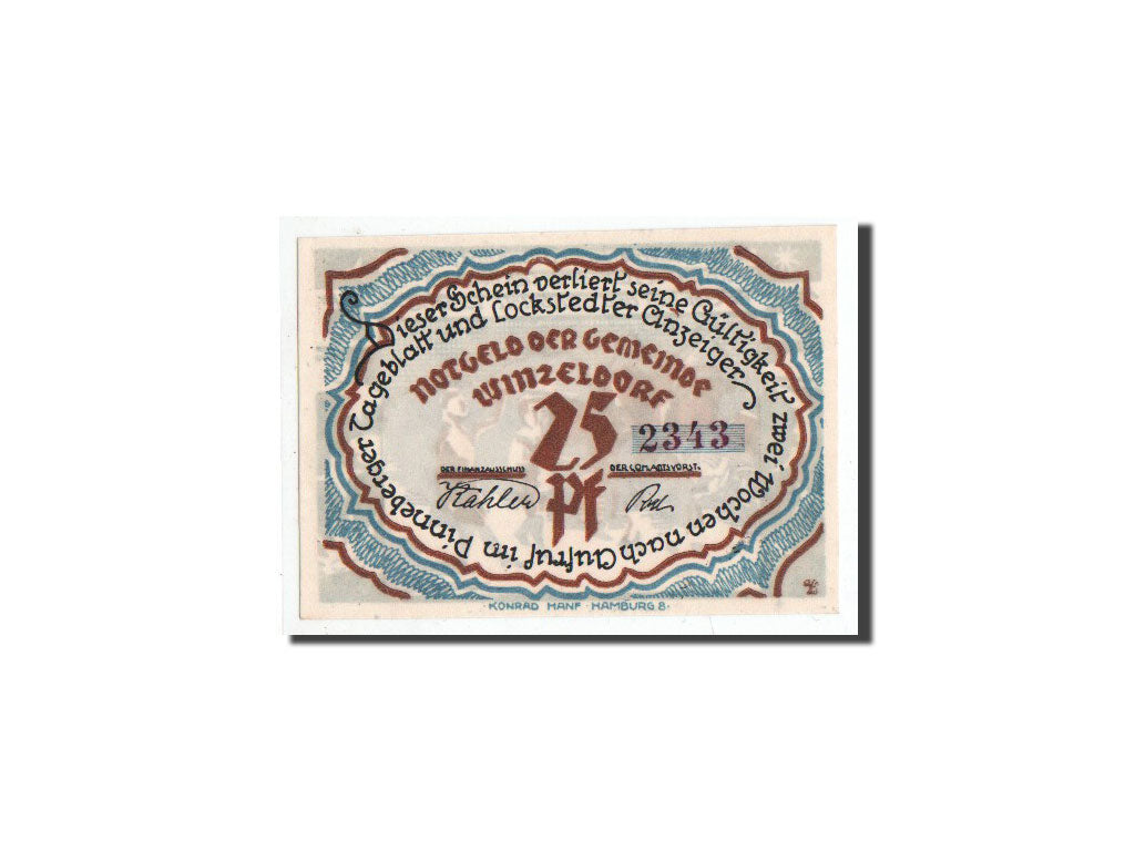 Banknot, Niemcy, Winzeldorf, 25 Pfennig, personnage, O.D, Undated, UNC(65-70)