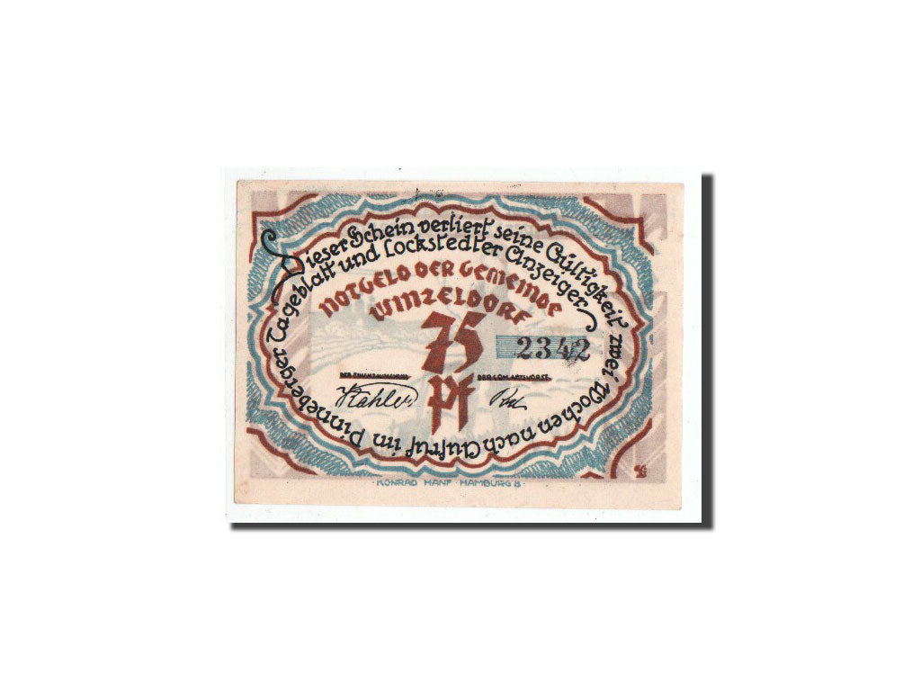 Banknote, Germany, Winzeldorf, 75 Pfennig, personnage, O.D, Undated, UNC(65-70)