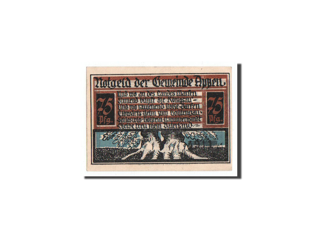 Banconote, Germania, appen, 75 Pfennig, arbre, O.D, Undated, FDS, Mehl:39.1