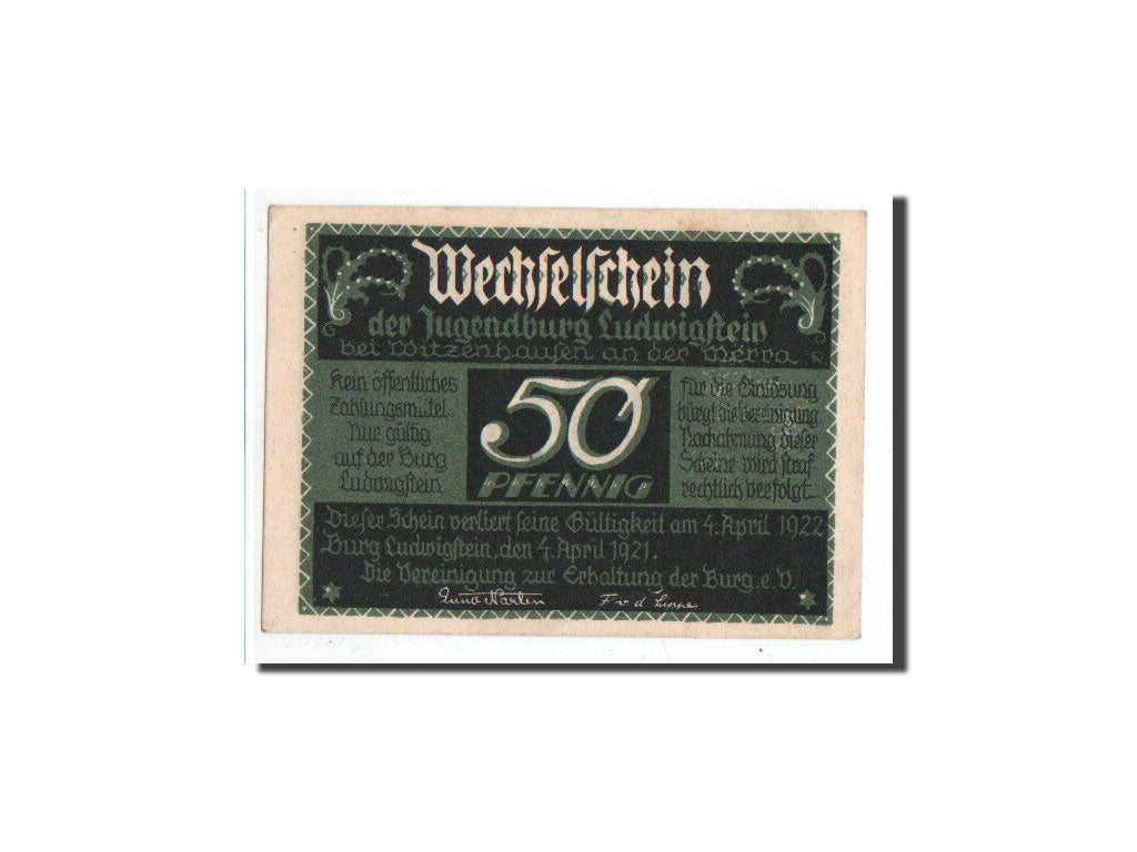 Banconote, Germania, Witzenhausen, 50 Pfennig, château, 1921, 1921-04-04, FDS