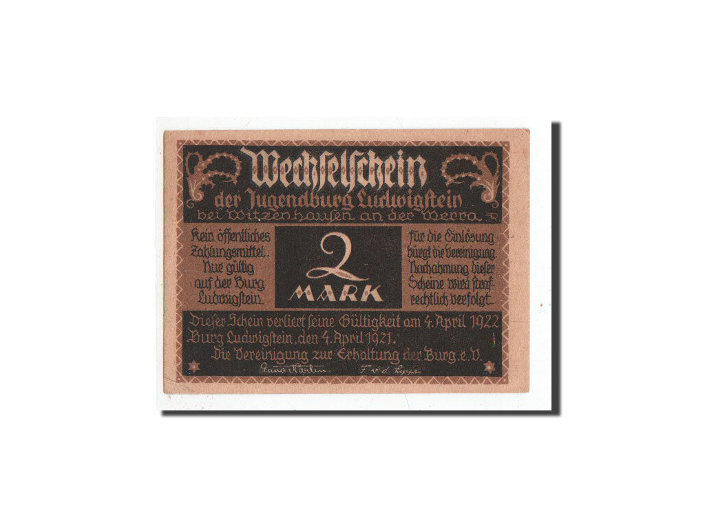 Banconote, Germania, Witzenhausen, 2 Mark, personnage, 1921, 1921-04-04, FDS