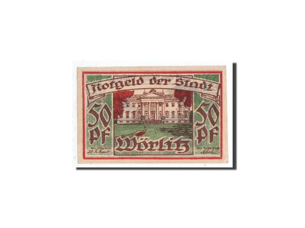Banknot, Niemcy, Wörlitz, 50 Pfennig, paysage, O.D, Undated, UNC(65-70)