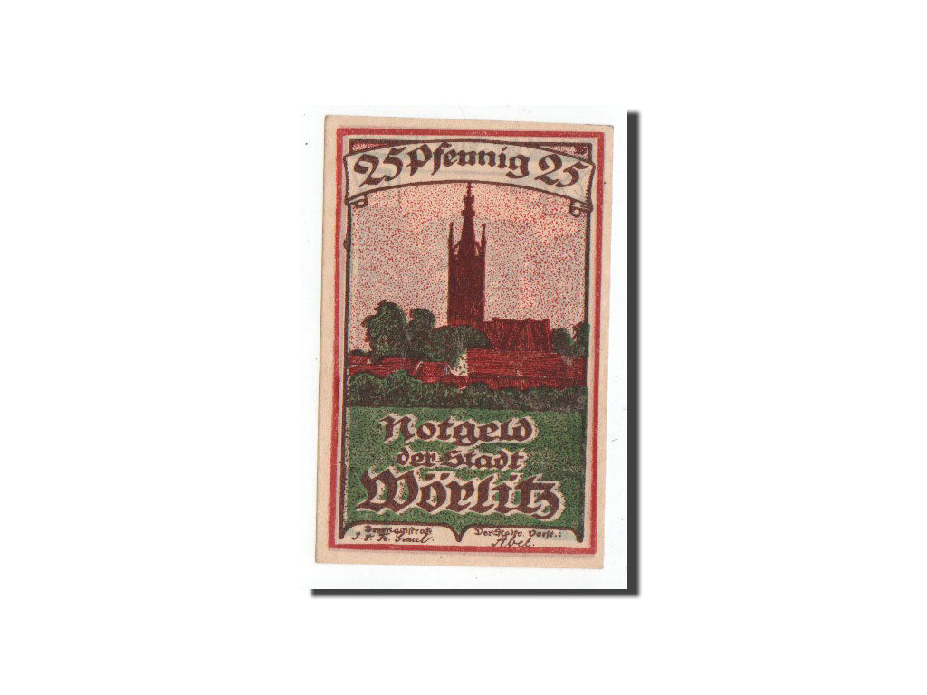 Banknot, Niemcy, Wörlitz, 25 Pfennig, paysage, O.D, Undated, UNC(65-70)