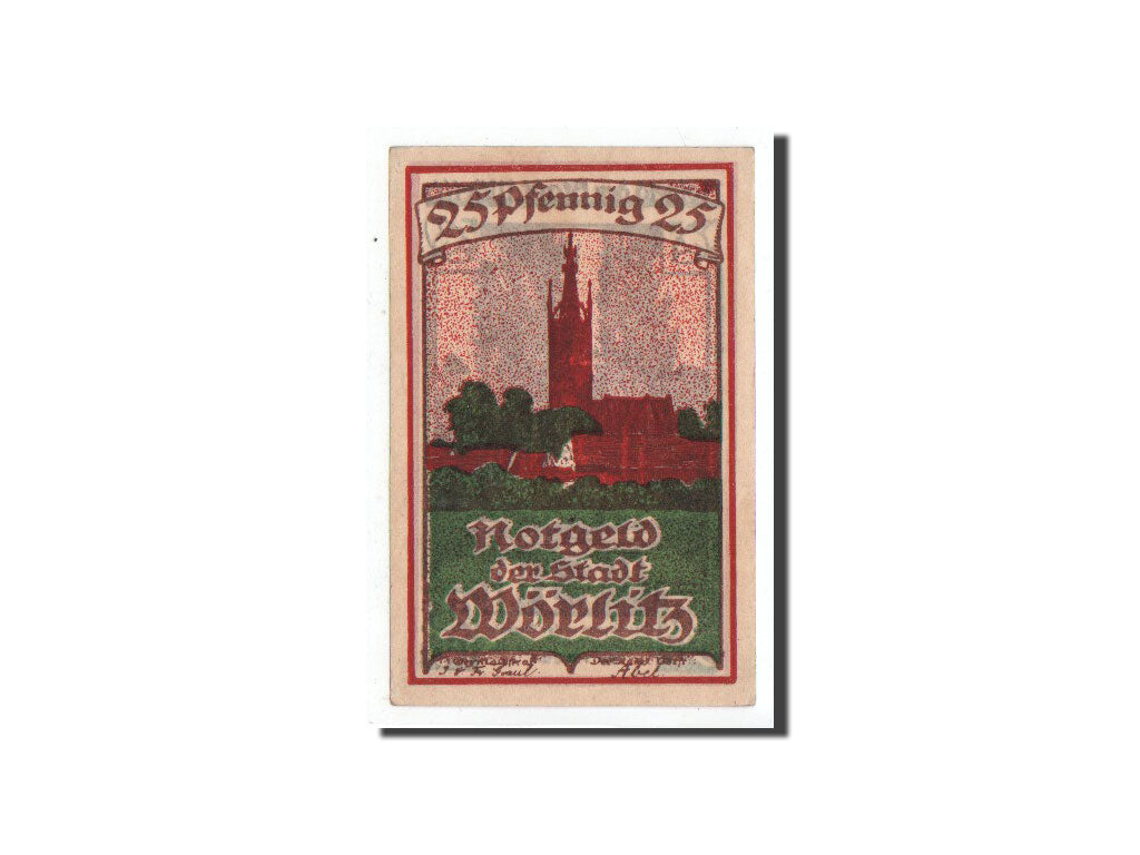 Banknote, Germany, Wörlitz, 25 Pfennig, Monument, O.D, Undated, UNC(65-70)