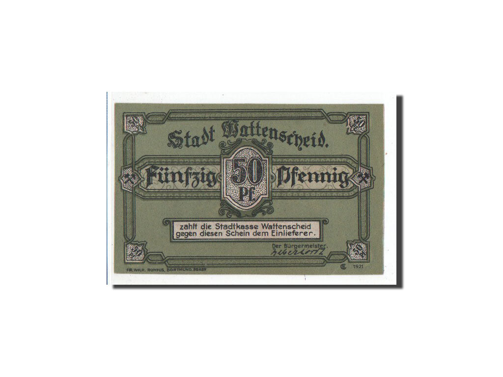 Geldschein, Deutschland, Wattenscheid, 50 Pfennig, Mineurs, 1921, Undated, UNZ