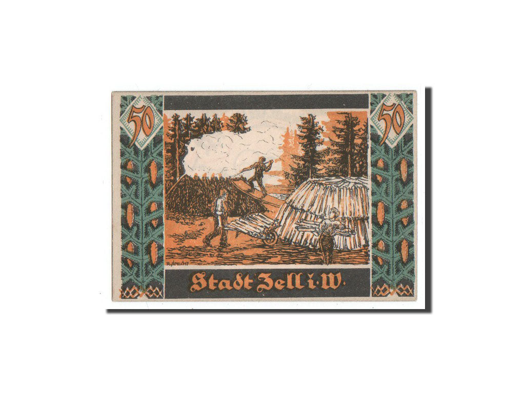 Banconote, Germania, Zell . i . W, 50 Pfennig, construction, 1921, 1921-10-01