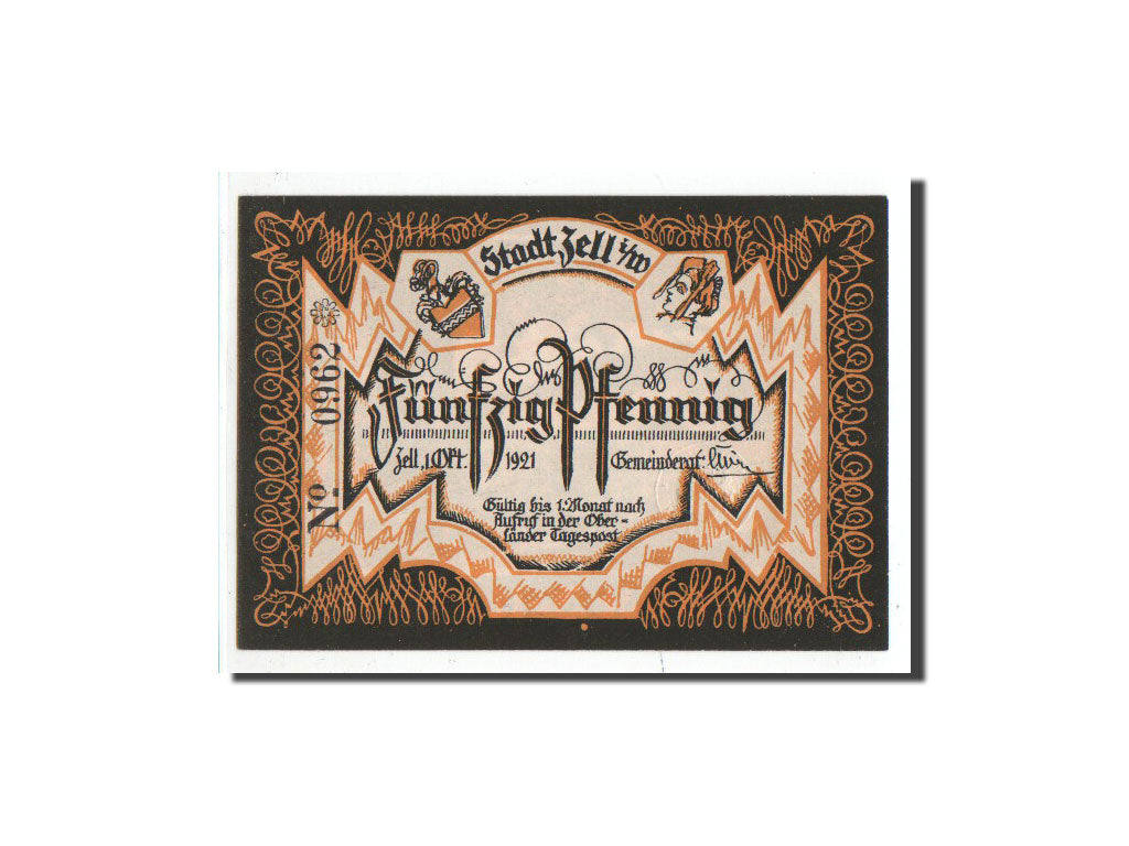 Geldschein, Deutschland, Zell . i . W, 50 Pfennig, paysage 1, 1921, 1921-10-01