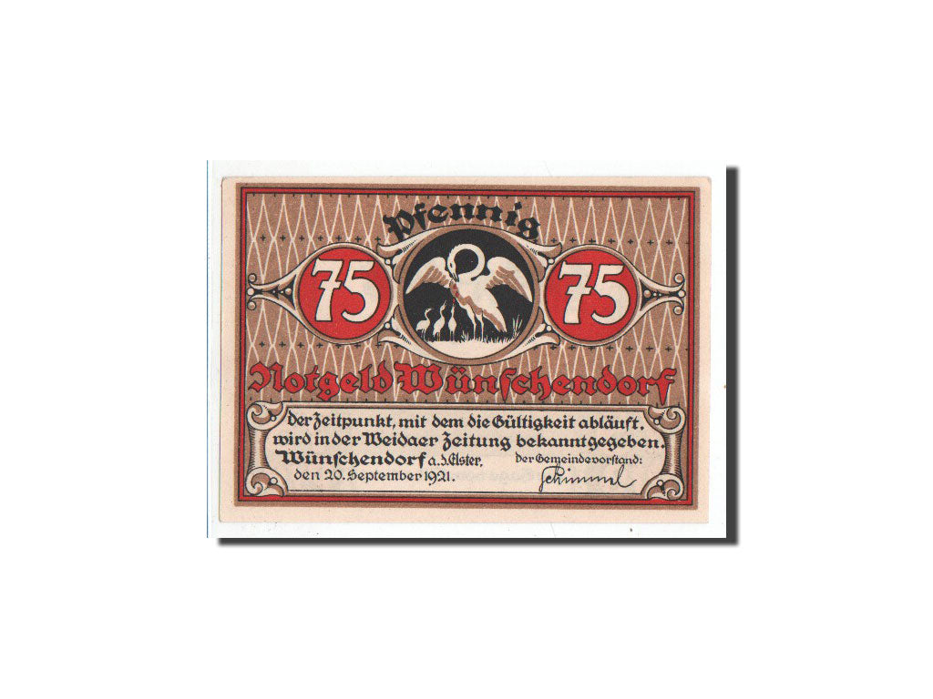 Banknot, Niemcy, Wünschendorf, 75 Pfennig, lutin, 1921, 1921-9-20, UNC(65-70)
