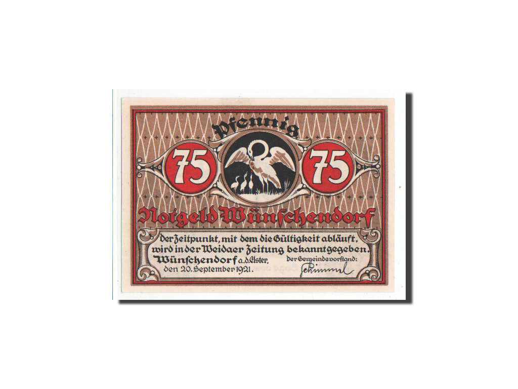 Banknot, Niemcy, Wünschendorf, 75 Pfennig, lutin 2, 1921, 1921-9-20